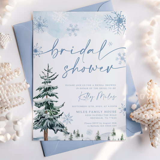 Winter bridal shower invitation, Winter wonderland bridal shower - LovelyTemplatesCo