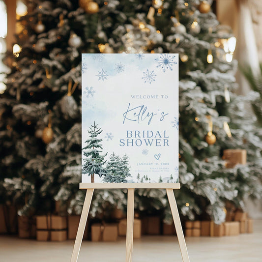 Winter wonderland bridal shower sign - LovelyTemplatesCo