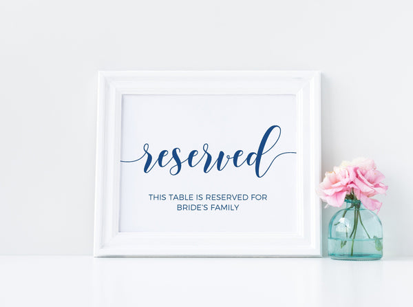 Reserved sign, Wedding reserved sign, Reserved sign template, Editable, Blue reserved sign #BLUE20WED