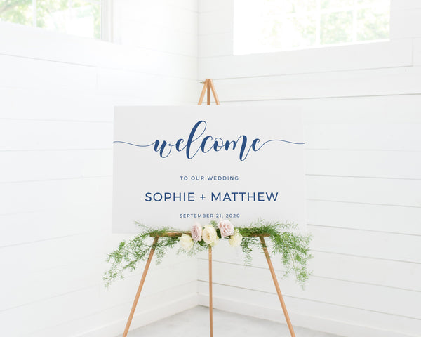 Welcome sign wedding, Navy welcome sign, Welcome sign template, Wedding signs, Welcome to our wedding sign #BLUE20WED