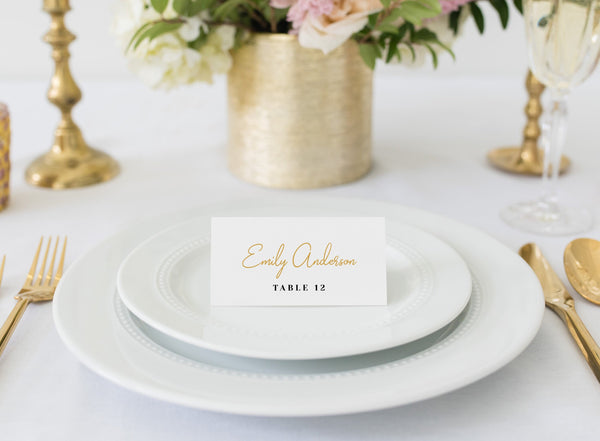 Gold place card template, wedding place cards, name cards template, seating cards, tent cards, gold name cards #GOLD20WED