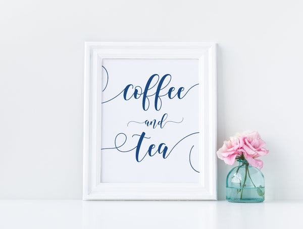 Coffee and tea sign, Wedding signs, Wedding coffee sign, Wedding tea sign, Printable signs, Blue #BLUE20WED