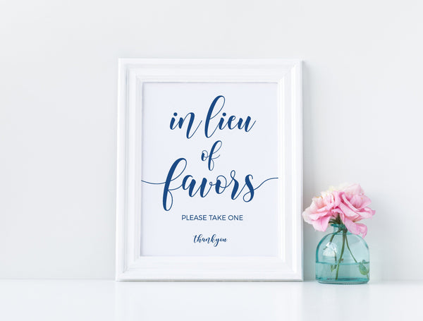 In lieu of favors sign, Favors sign,  Wedding signs, Wedding favors sign, Blue wedding sign, Printable signs #BLUE20WED