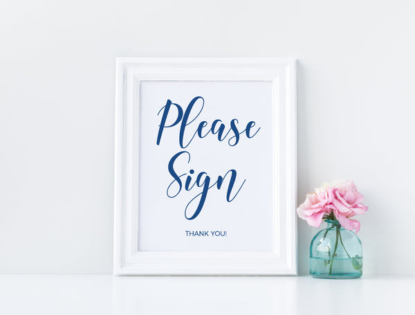 Please Sign, Wedding guest book sign, Please Sign template, Wedding printable sign, Blue #BLUE20WED