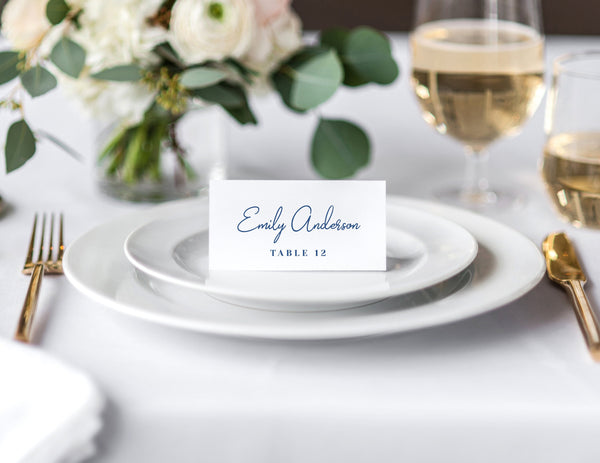 Place card template, Wedding place cards, Table seating cards, Name cards templates, Navy, Blue #BLUE20WED