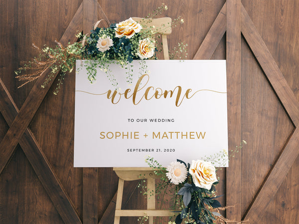 Welcome sign template, Gold welcome sing, Welcome signs, Wedding welcome sign template editable and printable #GOLD20WED