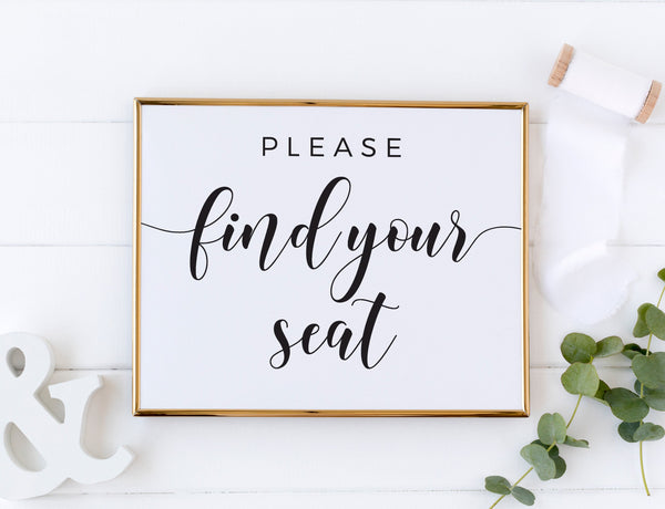 Find your seat sign printable, Wedding seating sign, Minimalist wedding signs #BLCK20WED