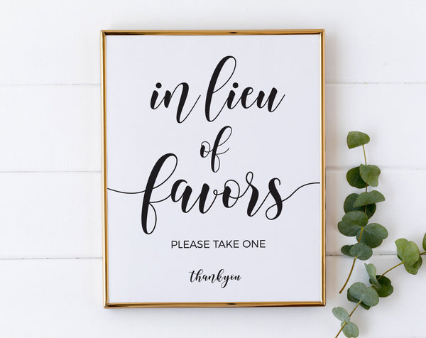 In lieu of favors sign printable, Favors wedding signs, Printable wedding signs #BLCK20WED