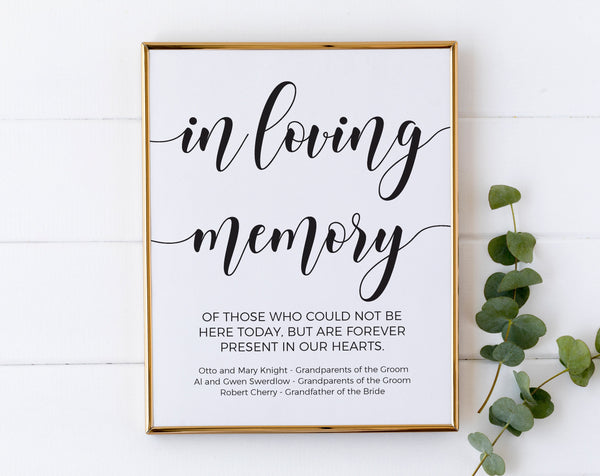 In loving memory editable sign template, Wedding in loving memory sign, In memory sign template, Wedding sign #BLCK20WED