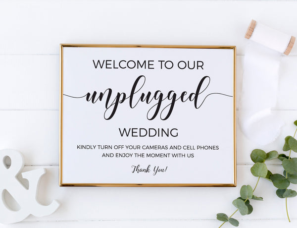 Unplugged wedding sign, Wedding unplugged ceremony sign printable, Wedding signs #BLCK20WED