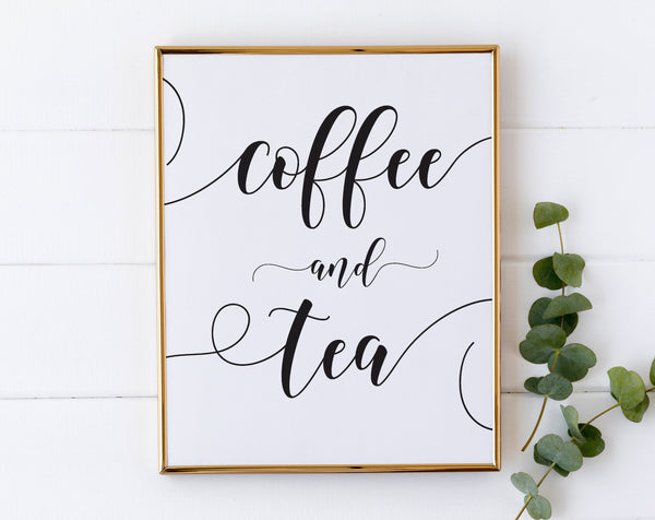 Coffee and tea sign, Wedding signs, Coffee and tea wedding sign, Minimalist sign, Coffee table sign, Tea table sign #BLCK20WED