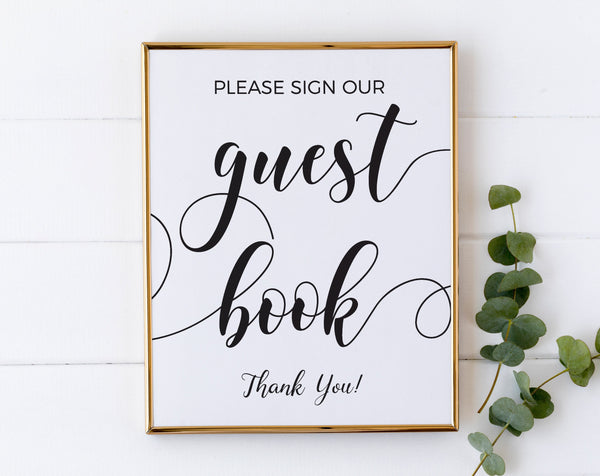 Guest book sign printable, Wedding sign minimalist and elegant, Please sign our Guest book sign #BLCK20WED