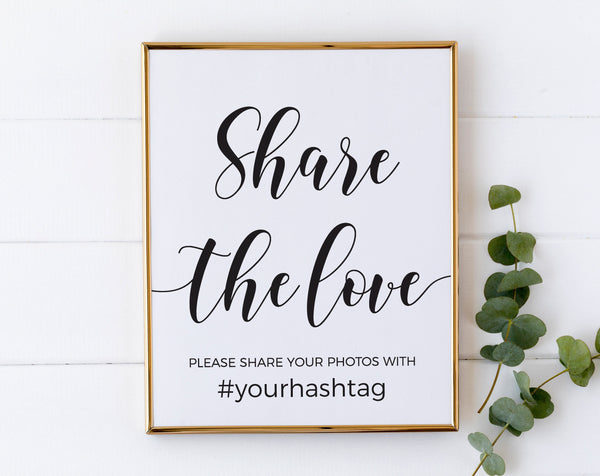 Share the love sign template, Hashtag sign template, Wedding sign  #BLCK20WED