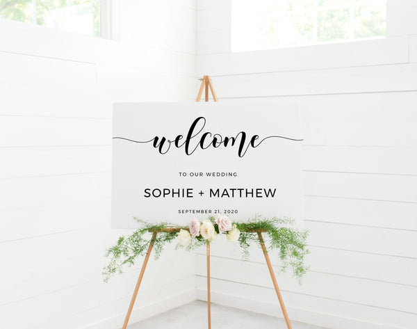 Minimalist wedding welcome sign template, Wedding signs #BLCK20WED