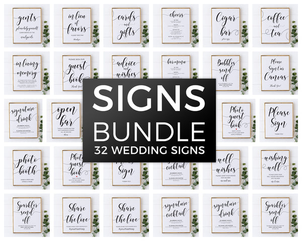 Minimalist wedding signs bundle, Wedding signs, Instant Download, Printable signs #BLCK20WED