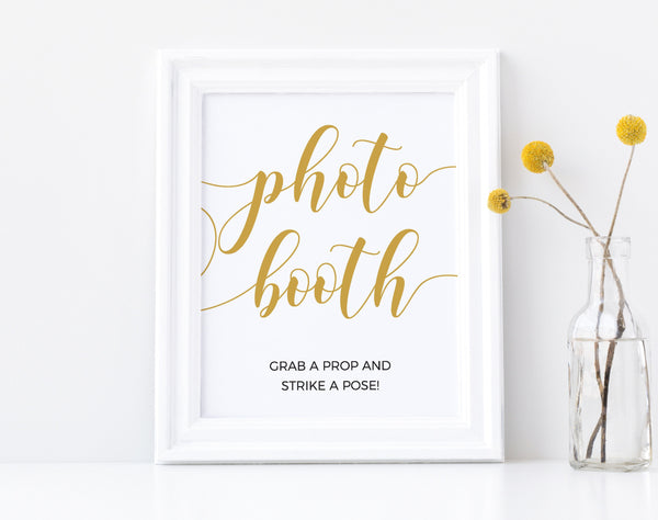 Photo booth sign, Printable photo booth, Wedding photo booth sign, Gold wedding sign  #GOLD20WED