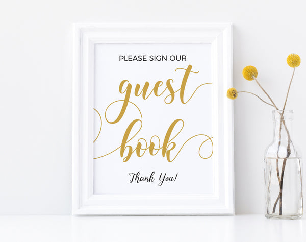 Guest book sign, Gold guest book sign, Wedding guest book sign, Please sign our guest book, Wedding signs #GOLD20WED