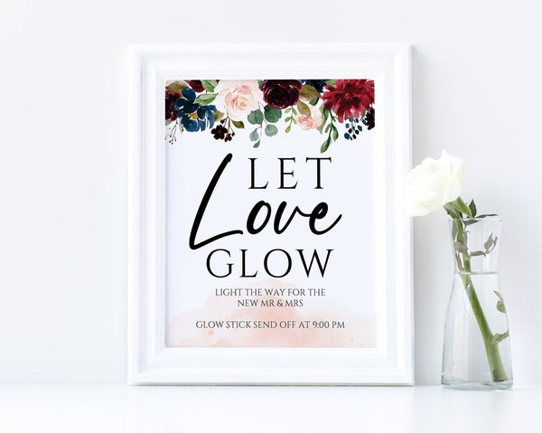 Let Love Glow Sign, Glow Stick Sign, Wedding Glow Sticks, Light the Way Sign, Bohemian Wedding Sign  #BOHO020LWT