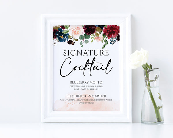 Signature Cocktail Sign, Wedding Bar Sign, Wedding Sign #BOHO020LWT