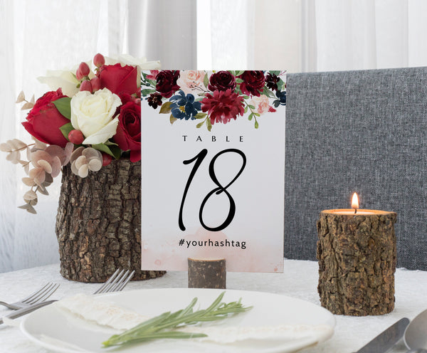 Table numbers boho, Blush table number template, Floral table numbers  #BOHO020LWT