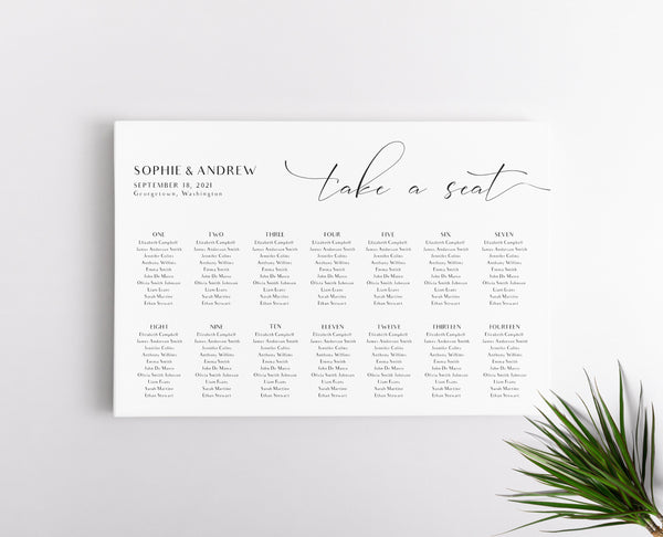 Seating chart template, Minimalist wedding seating chart template  #LWT020MNM