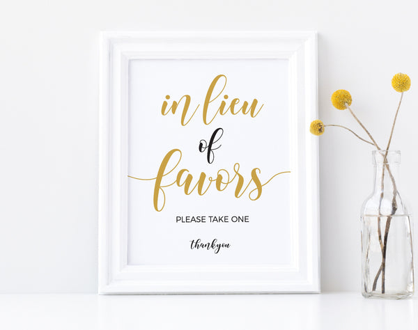 In lieu of favors, Wedding favors sign, Printable favors sign, Wedding signs, Gold, Printable wedding signs #GOLD20WED