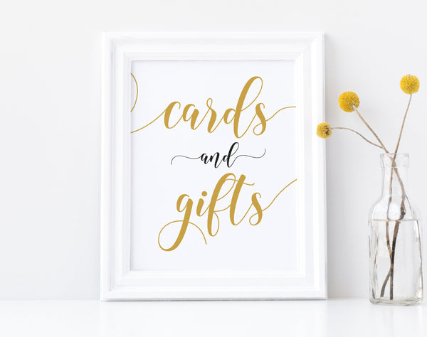 Cards and gifts sign, Wedding cards and gifts, Wedding sign, Gold, Printable wedding signs #GOLD20WED