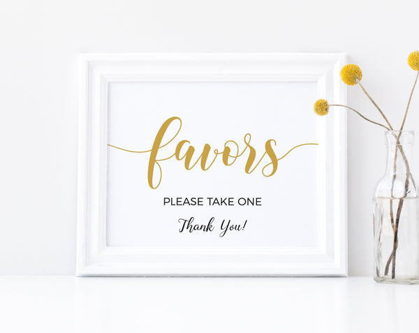 Favors sign, Wedding favors sign, Printable favors sign, Wedding signs, Gold, Printable wedding signs #GOLD20WED