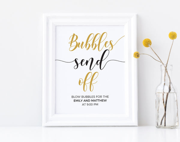 Bubbles send off, Wedding signs, Gold wedding signs, Wedding send off sign, Editable wedding sign, Printable wedding signs #GOLD20WED