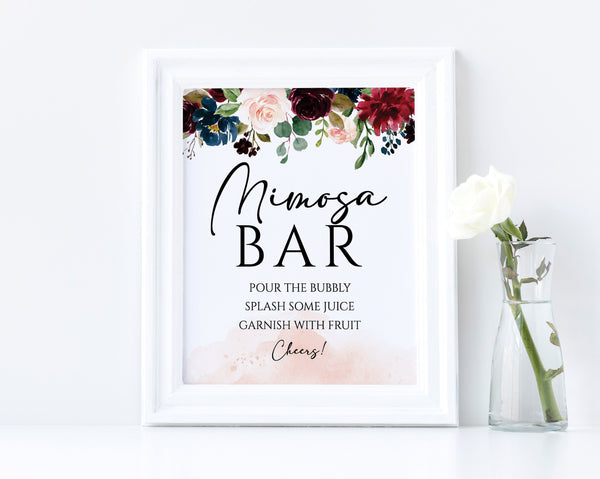 Mimosa Bar Sign, Bubbly Bar Sign, Printable Mimosa Sign Template, Bohemian wedding sign #BOHO020LWT