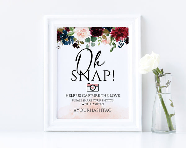 Oh Snap Wedding Sign, Oh Snap Sign, Oh Snap Hashtag Sign, Wedding Hashtag Sign, Bohemian Wedding Sign  #BOHO020LWT