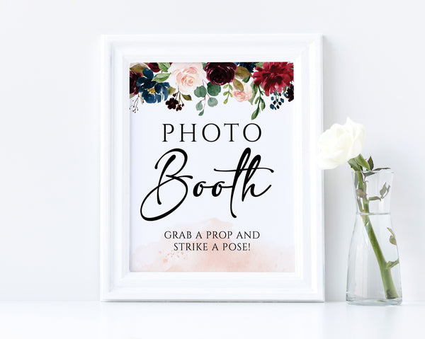 Photo Booth Sign, Grab a Prop and Strike a Pose Photo Booth Sign, Bohemian Wedding Sign  #BOHO020LWT