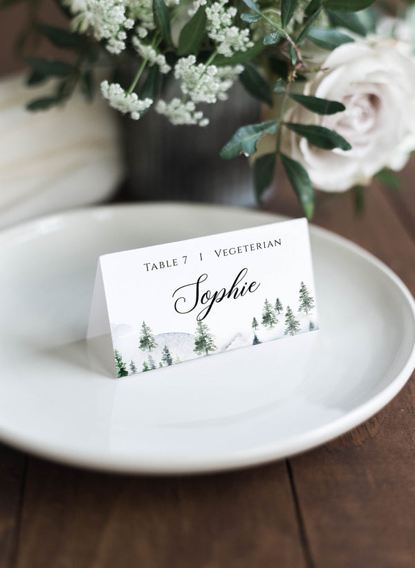 Christmas Place cards template, Christmas place cards, Name tag templates, Christmas wedding stationery  #WNT020LWT