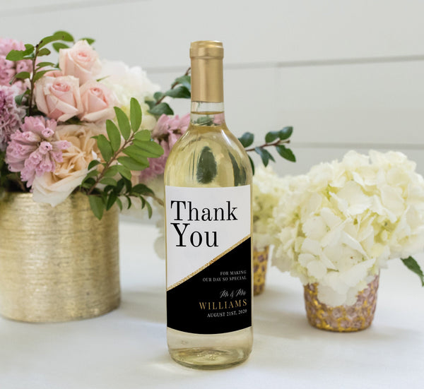 Wine labels, Thank you labels, Water bottle labels, Wine bottle gift labels