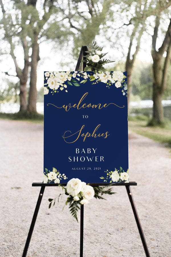 Baby shower welcome sign, Navy baby shower sign, Welcome sign template #NG020LWT