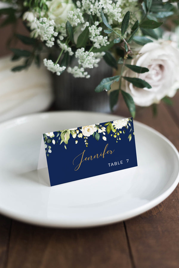 Navy place cards, Name cards template, Wedding place cards #NG020LWT