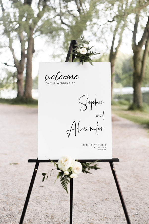 Welcome wedding sign template, Minimalist black and white welcome sign, instant download and print #BW021