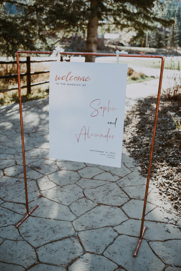 Blush wedding welcome sign, Rose gold welcome sign, DIY welcome sign template #NRG021