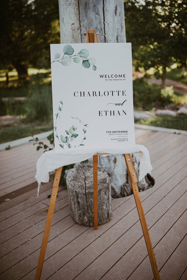 Eucalyptus welcome sign, Welcome sign wedding, Boho welcome sign, Greenery welcome sign template #GR021LWT