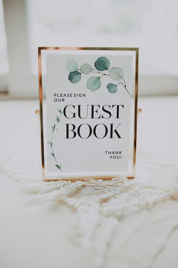 Eucalyptus guest book sign, Guest book sign printable, Eucalyptus wedding sign, Greenery wedding sign #GR021LWT