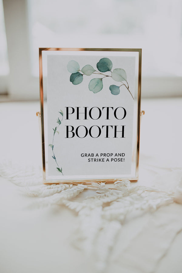 Photo booth sign, Wedding sign template, Wedding photo props sign, Eucalyptus wedding sign #GR021LWT