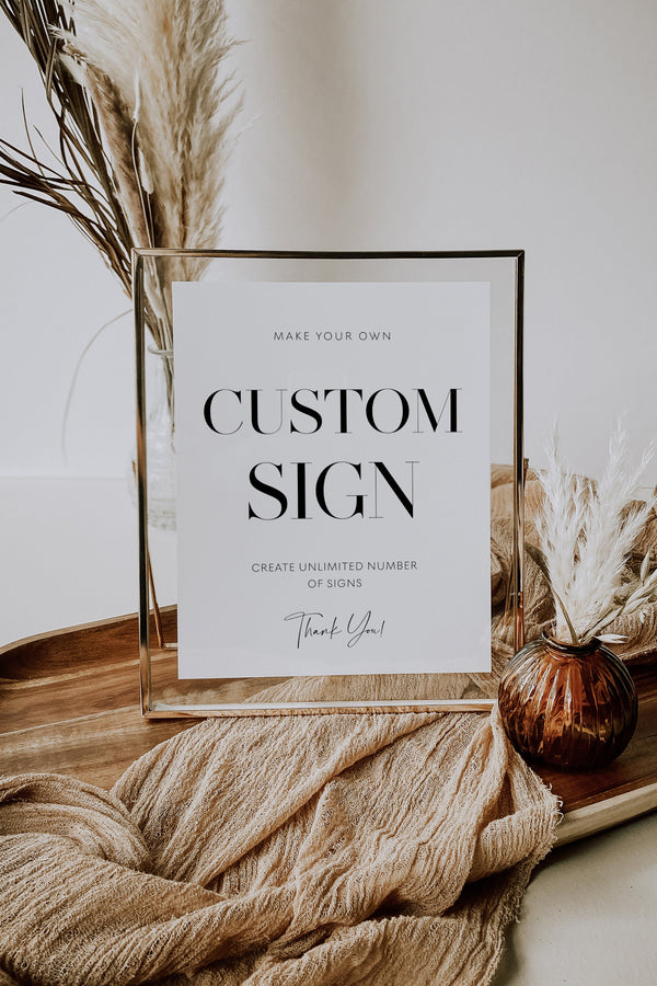 Custom wedding sign template, Custom sign template, DIY Wedding signs, Formal and minimalist wedding signs #SIM021LWT