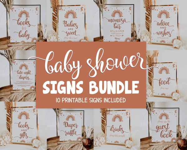 Signs bundle, Baby shower signs, Baby shower Rainbow theme, Gender neutral, 10 signs included, Baby shower neutral #RNBBOHO