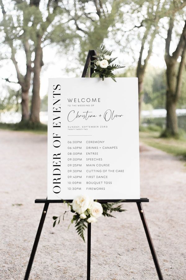 Order of events sign, Wedding order of events template #SIM021LWT