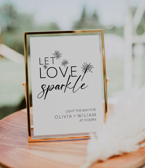 Let love sparkle, Sparkler send off sign, Modern minimal wedding sign, Printable wedding sign #LWTBoho