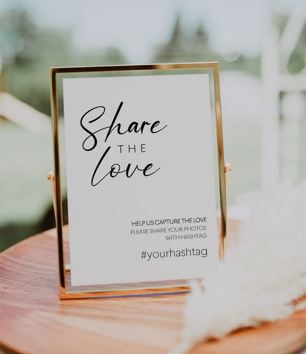 Share the love, Wedding hashtag sign, Modern minimal wedding sign, Printable wedding sign #LWTBoho
