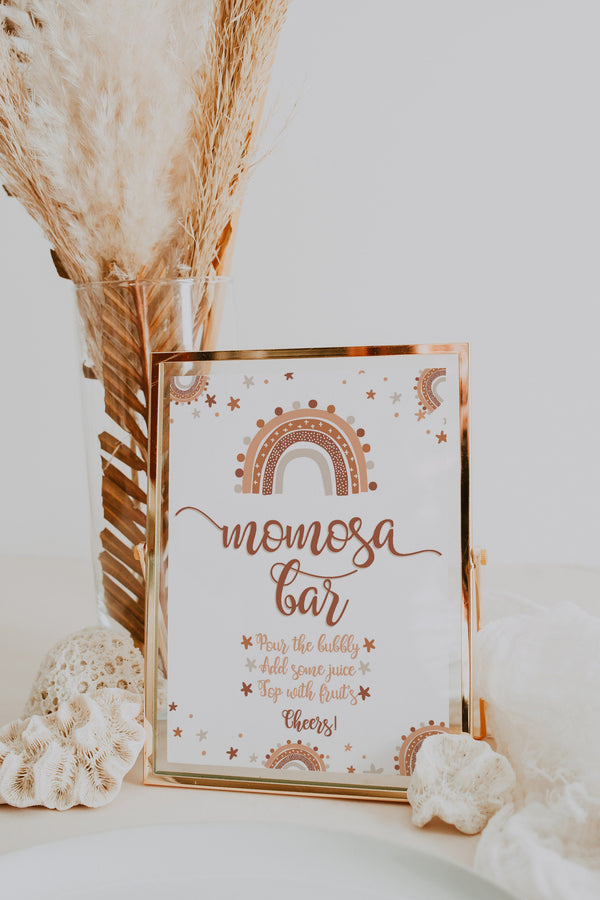 Momosa bar sign, Baby shower sign, , Rainbow baby shower theme, Boho baby shower sign, Neutral colors #RNBBOHO