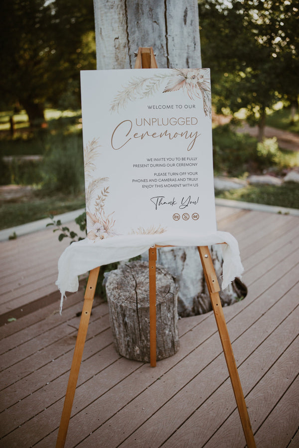 Unplugged ceremony sign, Pampas wedding sign, Unplugged wedding sign, Pampas grass wedding sign #LWTPampas