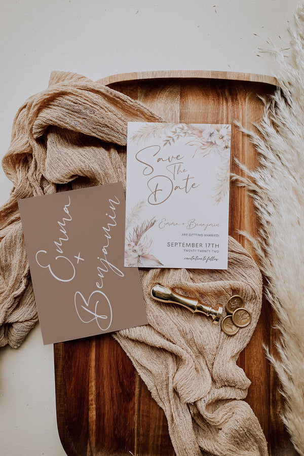 Pampas Grass Save the Date, Pampas save the date template, Boho save the date invitation #LWTPampas