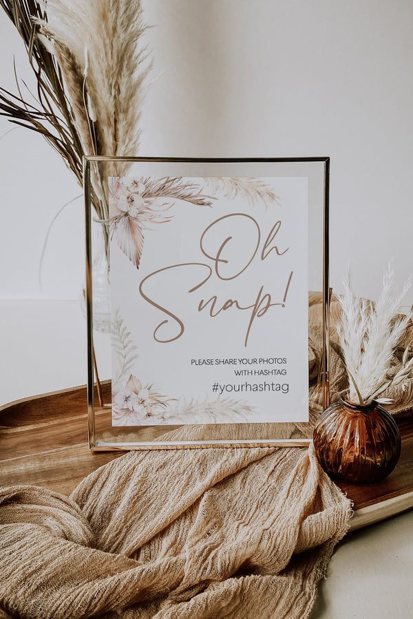 Oh snap sign, Pampas grass oh snap, Instant download, Pampas Grass wedding hashtag template printable #LWTPampas